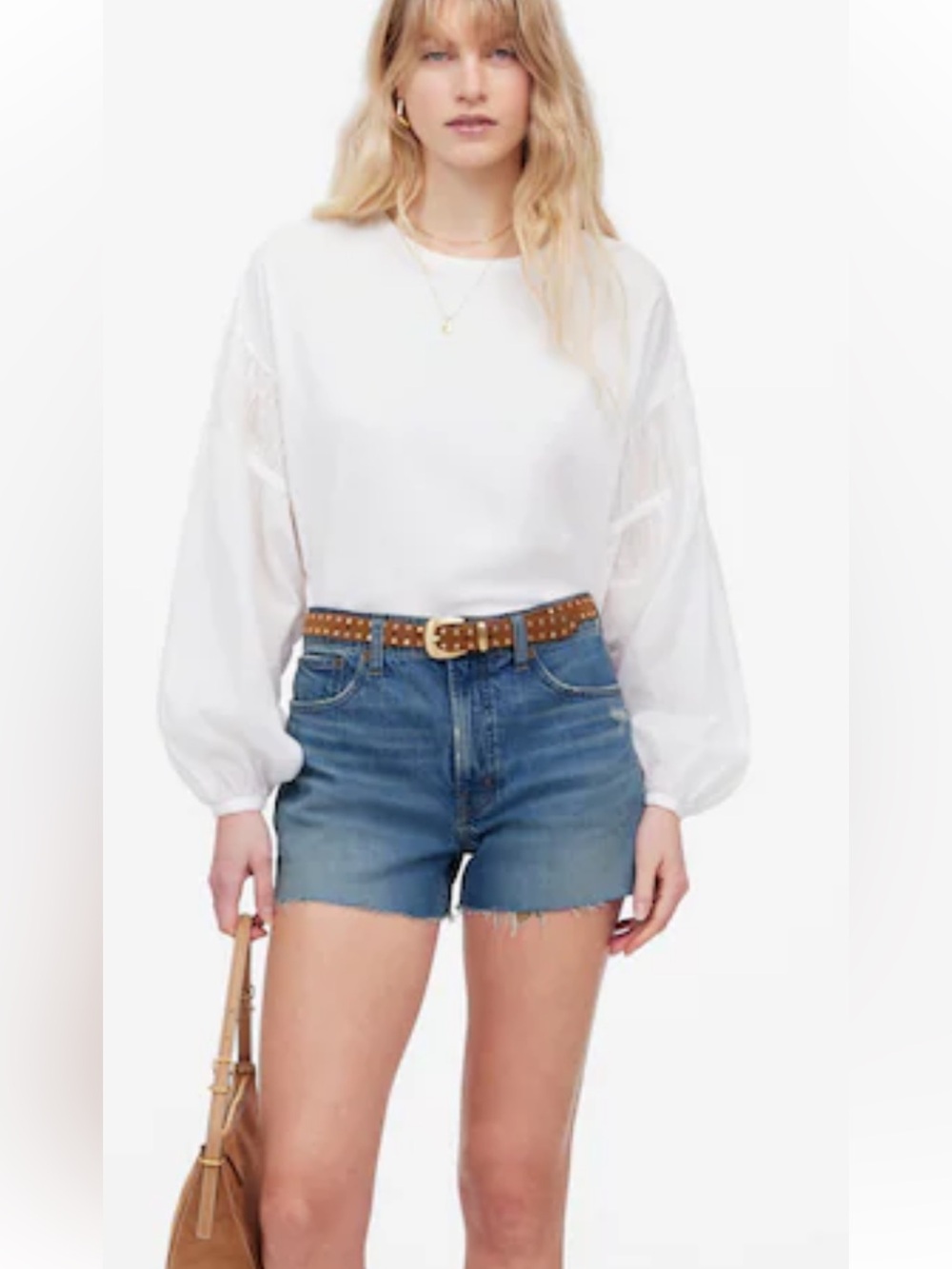 NWT Madewell High-Rise Raw-Hem Perfect Jean Shorts in Medium Blue size W27